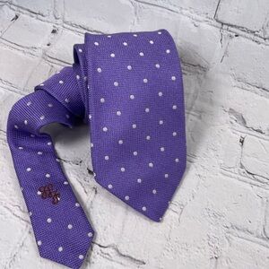 Hickey Freeman Purple With White Polka Dot 100% Silk Tie Made In USA